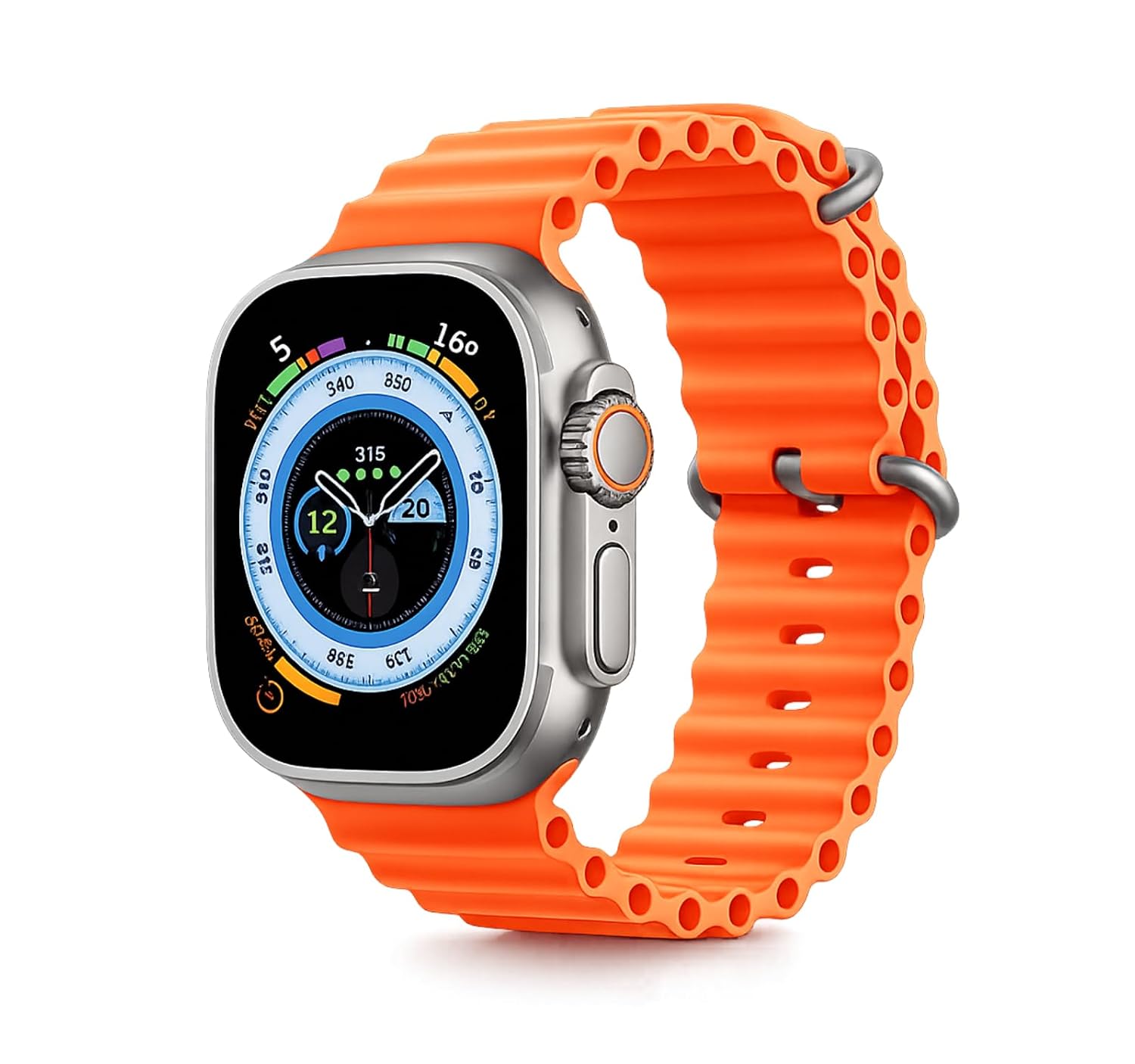 N2C Smartwatch 7 in 1 with Advanced Features, Bluetooth Connectivity, Orange Loop Strap, HD Touch Screen