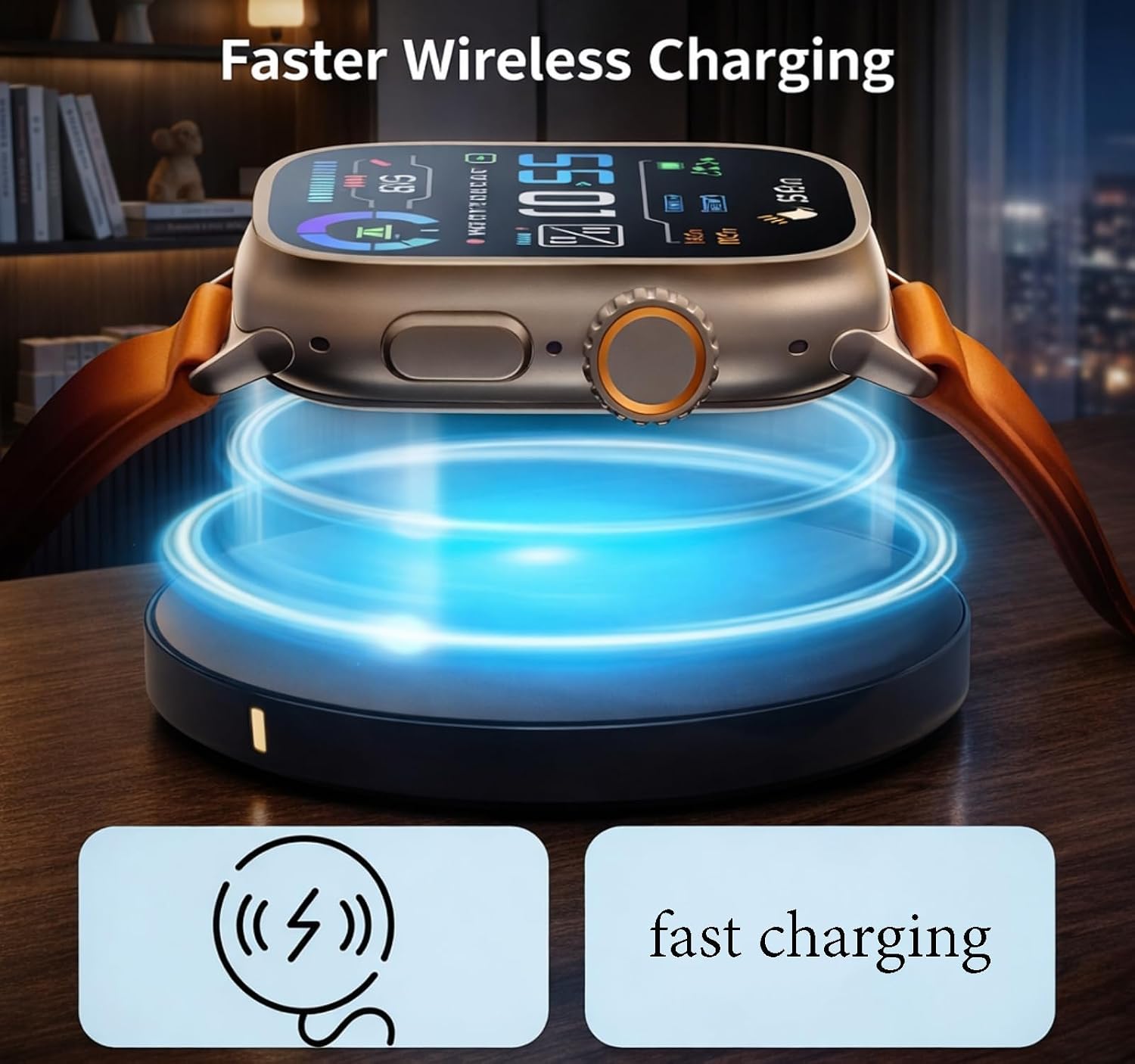 N2C Smartwatch 7 in 1 with Advanced Features, Bluetooth Connectivity, Orange Loop Strap, HD Touch Screen